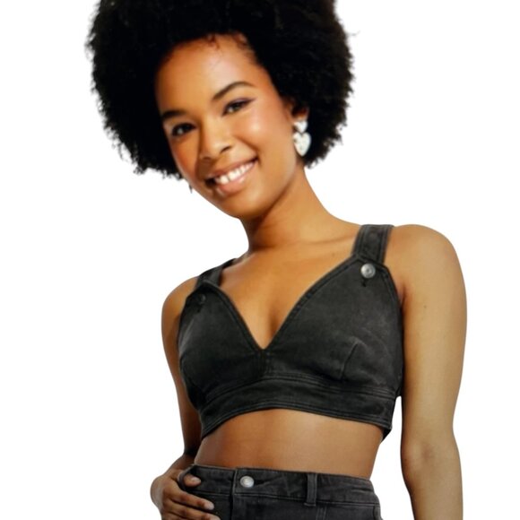 wild fable Tops - Wild Fable Women's Black Cropped Denim Vest Side Zip Size: XXS